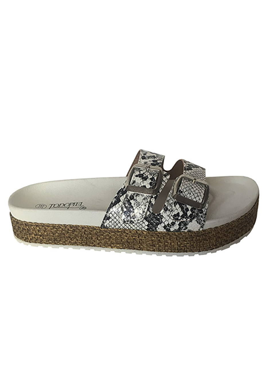 SANDALIAS MUJER TODOPIEL ECOCUERO ZAU77 SNAKE WHITE - 1
