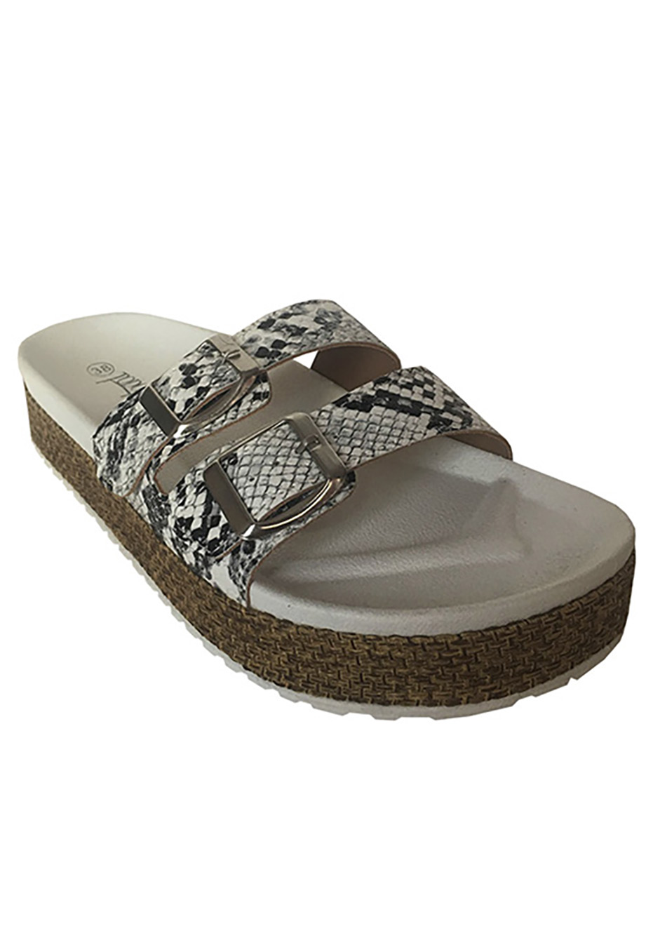 SANDALIAS MUJER TODOPIEL ECOCUERO ZAU77 SNAKE WHITE - 2