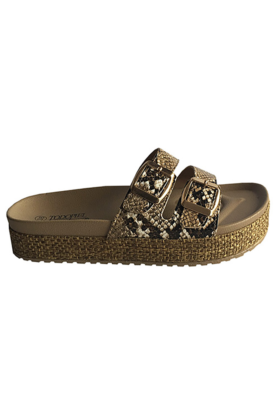 SANDALIAS MUJER TODOPIEL BEIGE ECOCUERO ZAU77 SNAKE - 1