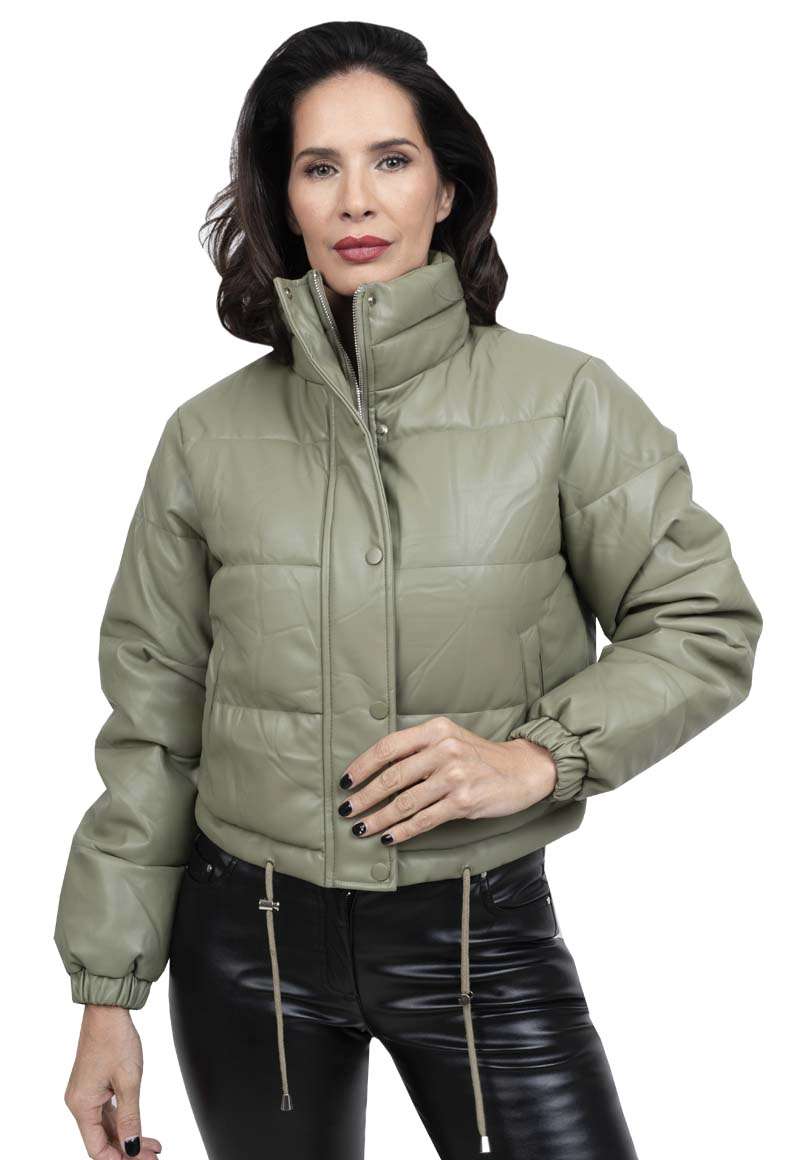 CHAQUETA PUFFA ECOCUERO CHG64 VERDE - 1