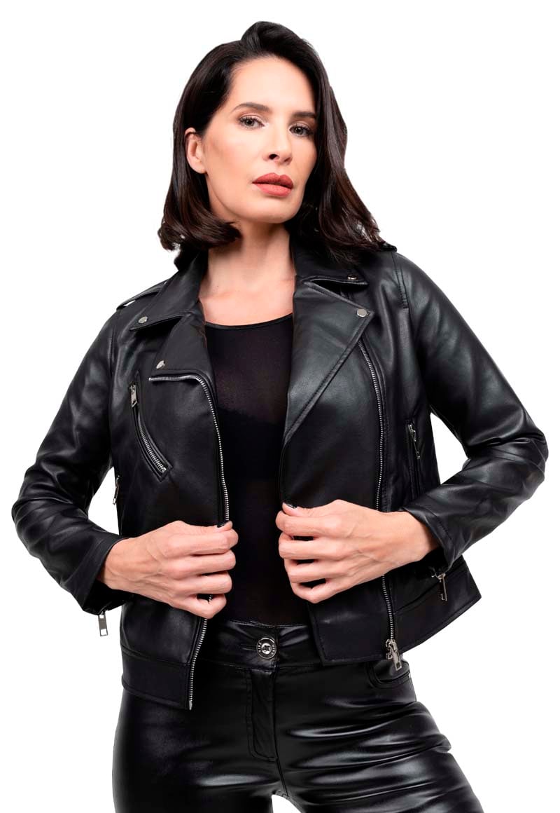CHAQUETA ECOCUERO CHG67 NEGRO - 1