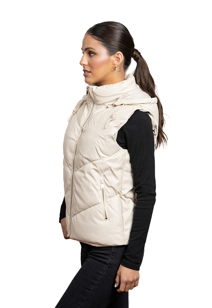 PUFFA SIN MANGA CHG76 ECOCUERO BLANCO INVIERNO - 2