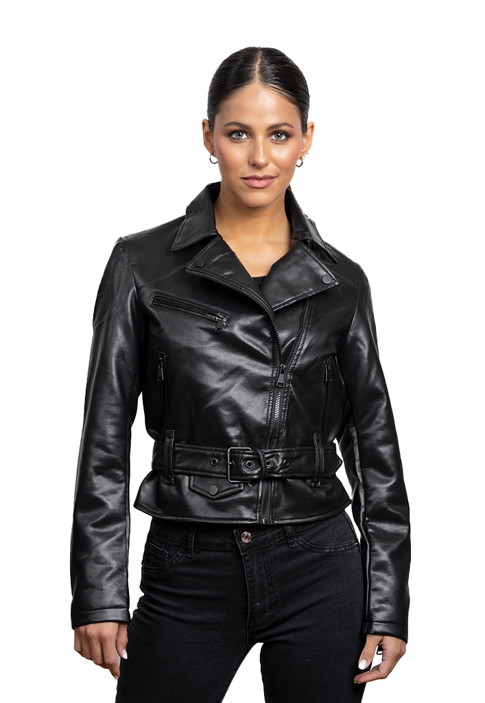 CHAQUETA CHG82 ECOCUERO NEGRO - 1
