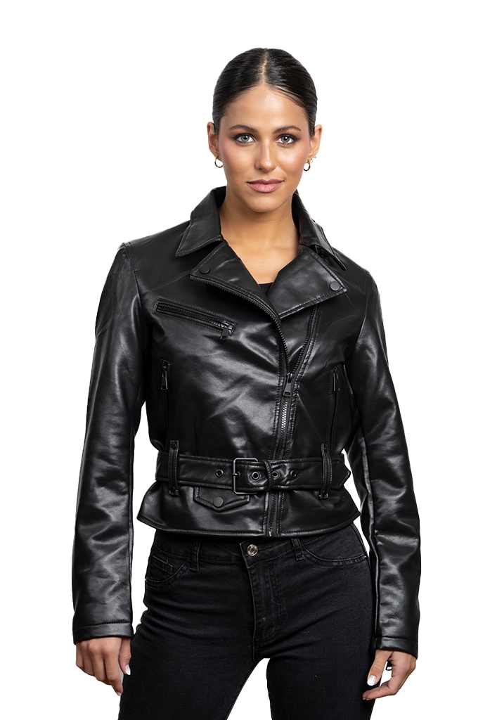 CHAQUETA CHG82 ECOCUERO NEGRO - 1