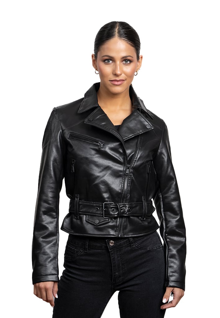 CHAQUETA CHG82 ECOCUERO NEGRO - 1