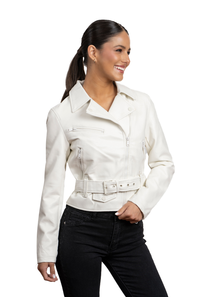 CHAQUETA CHG82 ECOCUERO BLANCO - 2