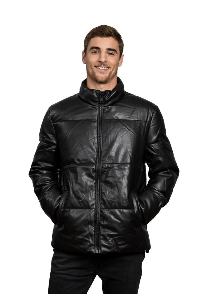 CHAQUETA PUFFA CHG75 ECOCUERO NEGRO - 1