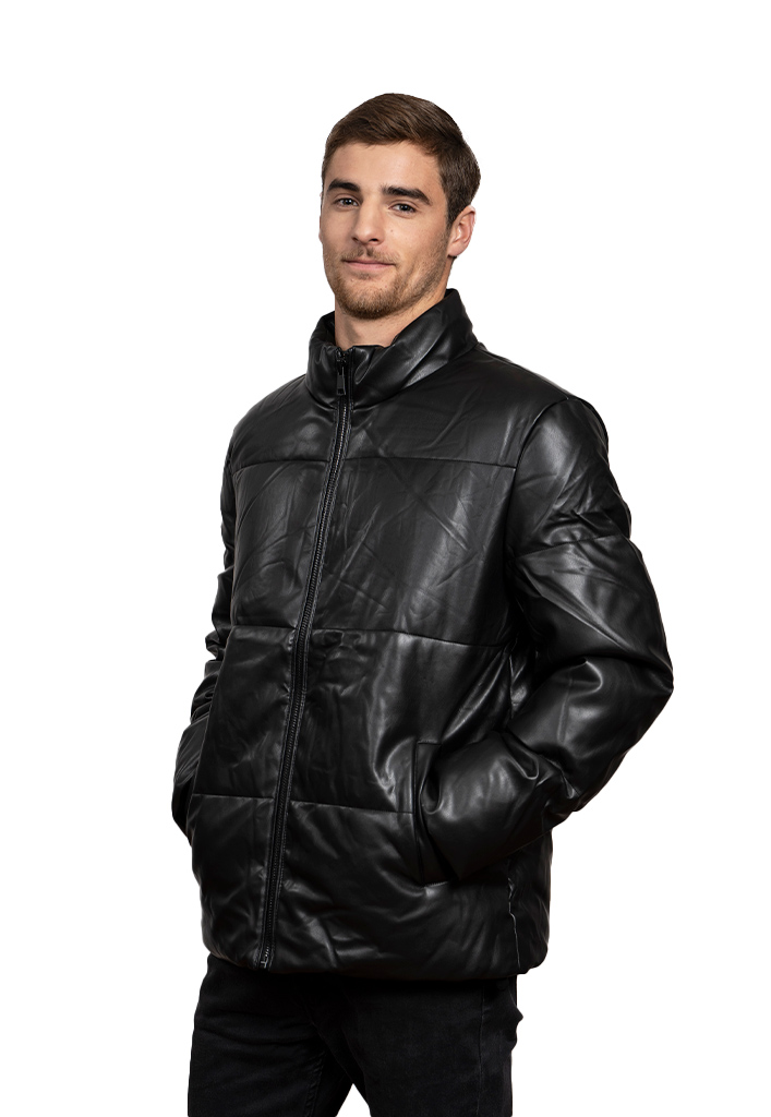 CHAQUETA PUFFA CHG75 ECOCUERO NEGRO - 2