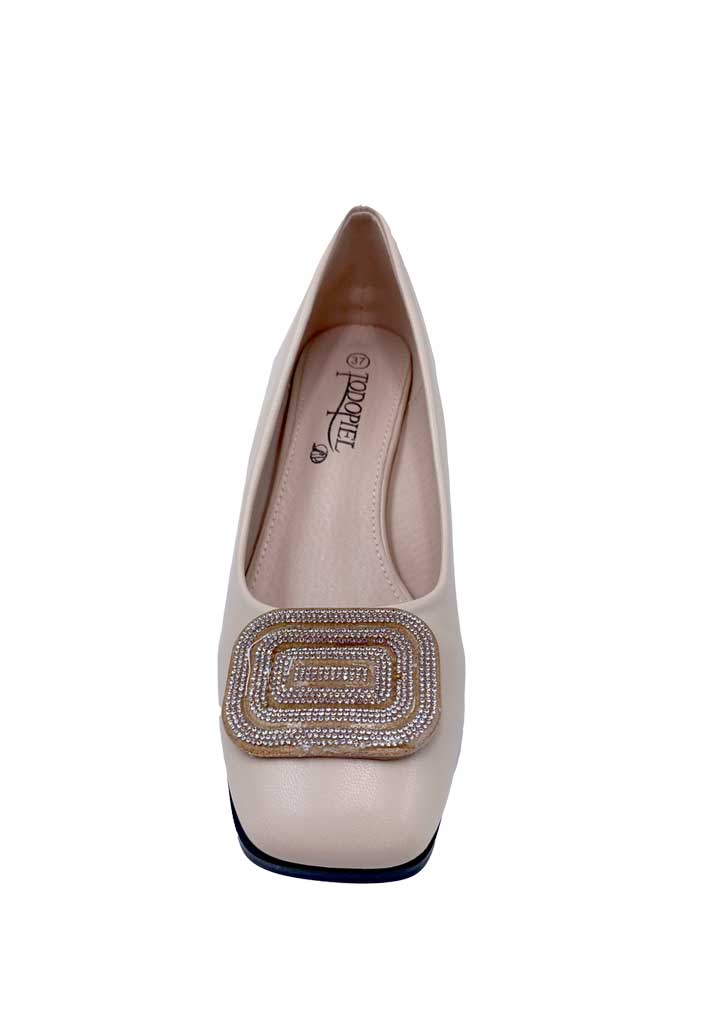 ZAPATO DE TACO ECOCUERO ZB012 BEIGE - 3