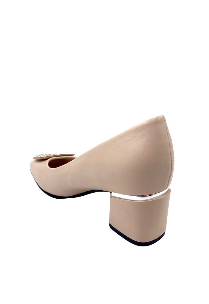ZAPATO DE TACO ECOCUERO ZB012 BEIGE - 5