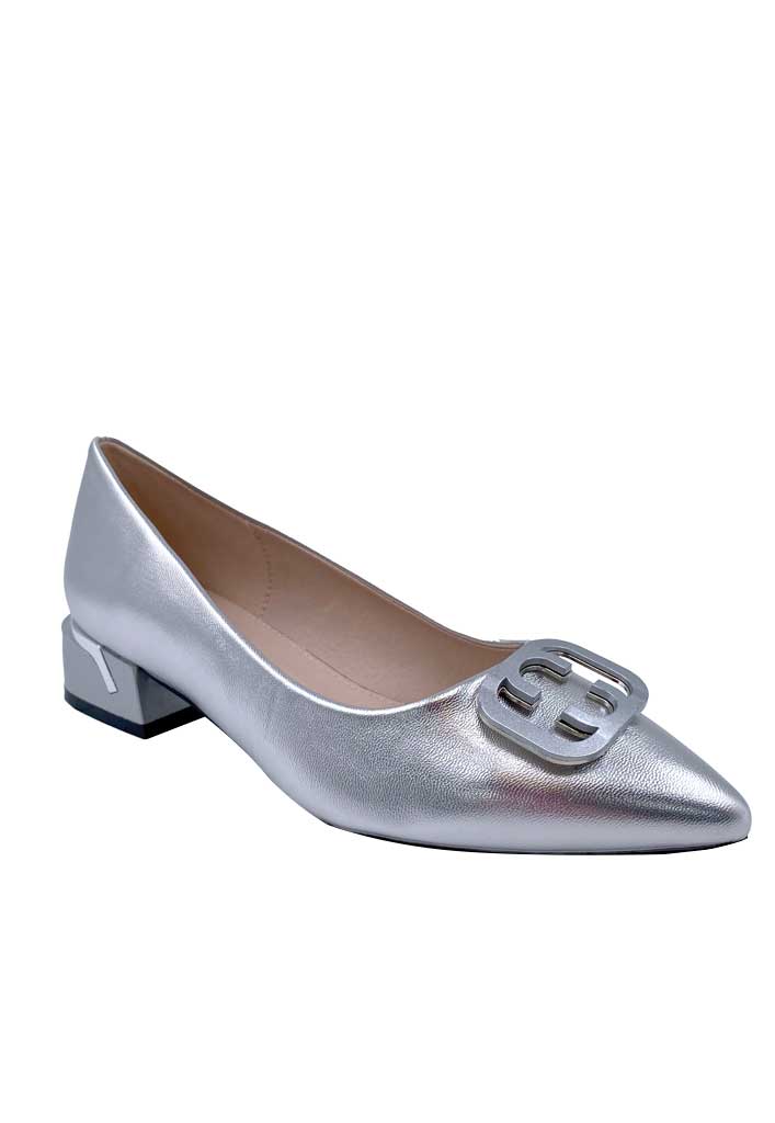 ZAPATO DE TACO ECOCUERO ZB011 PLATA - 2