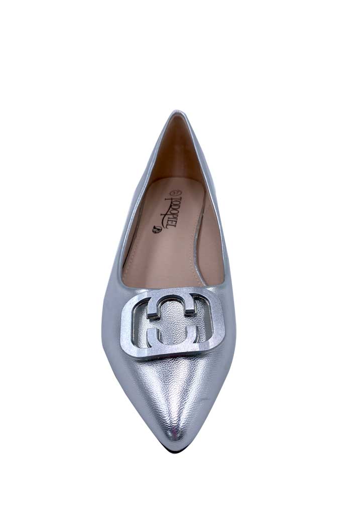 ZAPATO DE TACO ECOCUERO ZB011 PLATA - 3