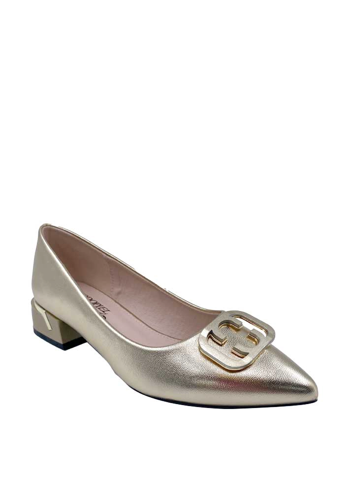 ZAPATO DE TACO ECOCUERO ZB011 DORADO - 2