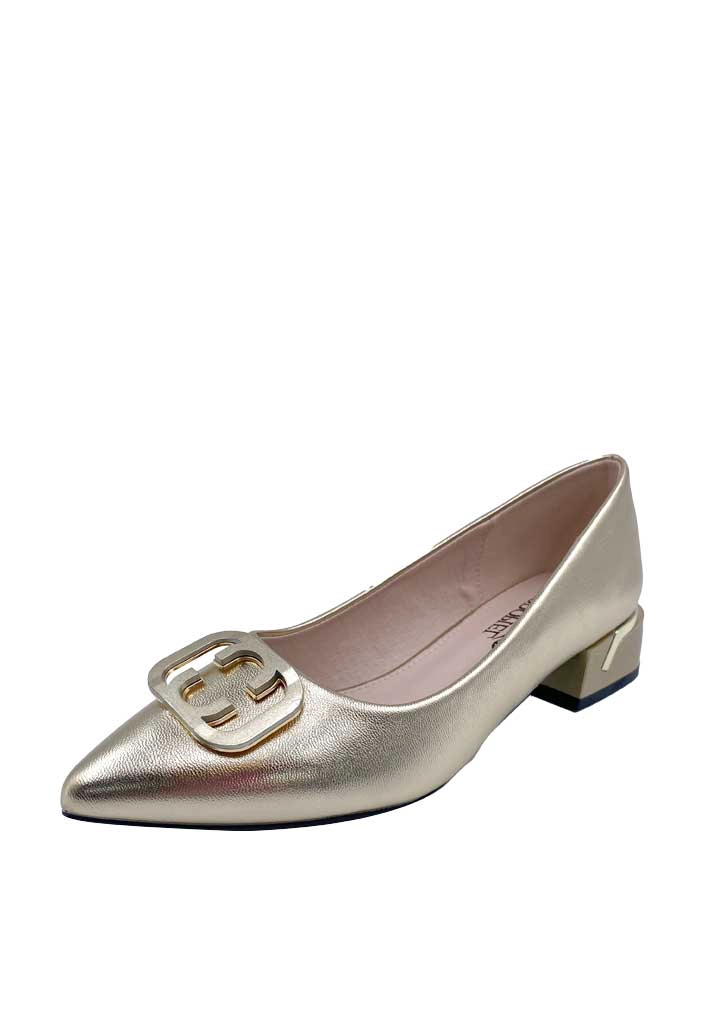 ZAPATO DE TACO ECOCUERO ZB011 DORADO - 4