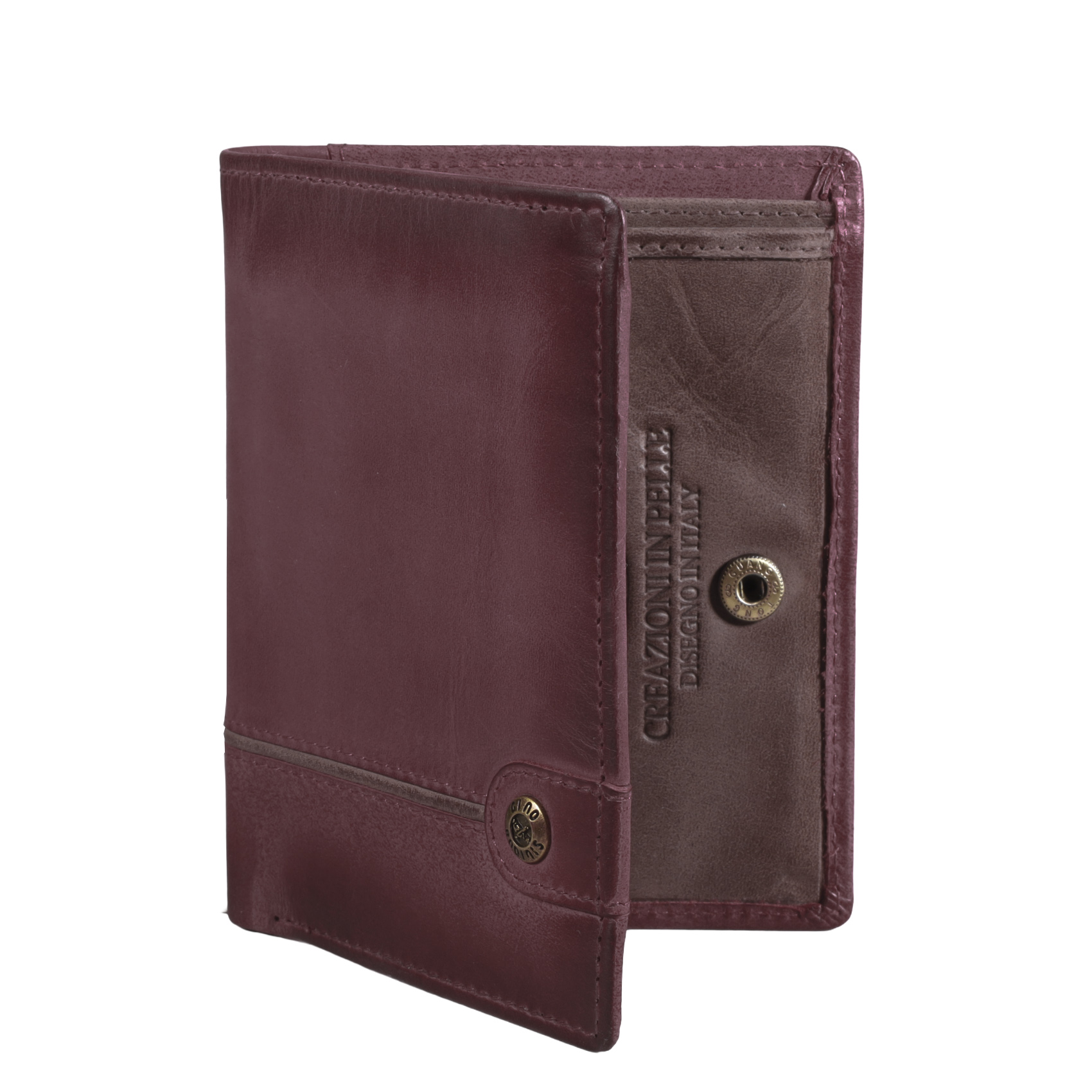 BILLETERA DE CUERO HOMBRE TEXAS 1.161 EN COLOR ROJO/MARRÓN - 2