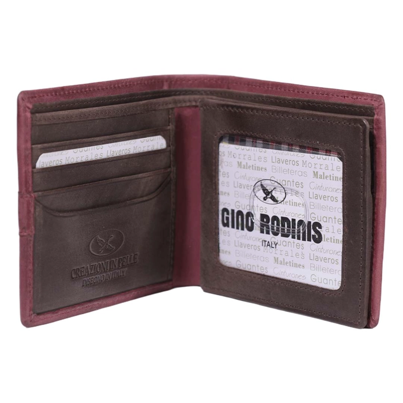 BILLETERA DE CUERO HOMBRE TEXAS 162 EN COLOR ROJO/MARRÓN - 2