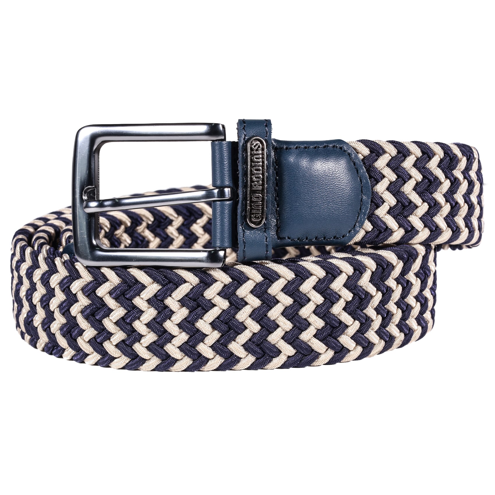 CINTURÓN ELASTICADO HOMBRE GINO RODINIS 2520 TALLA S-M AZUL/BEIGE - 1