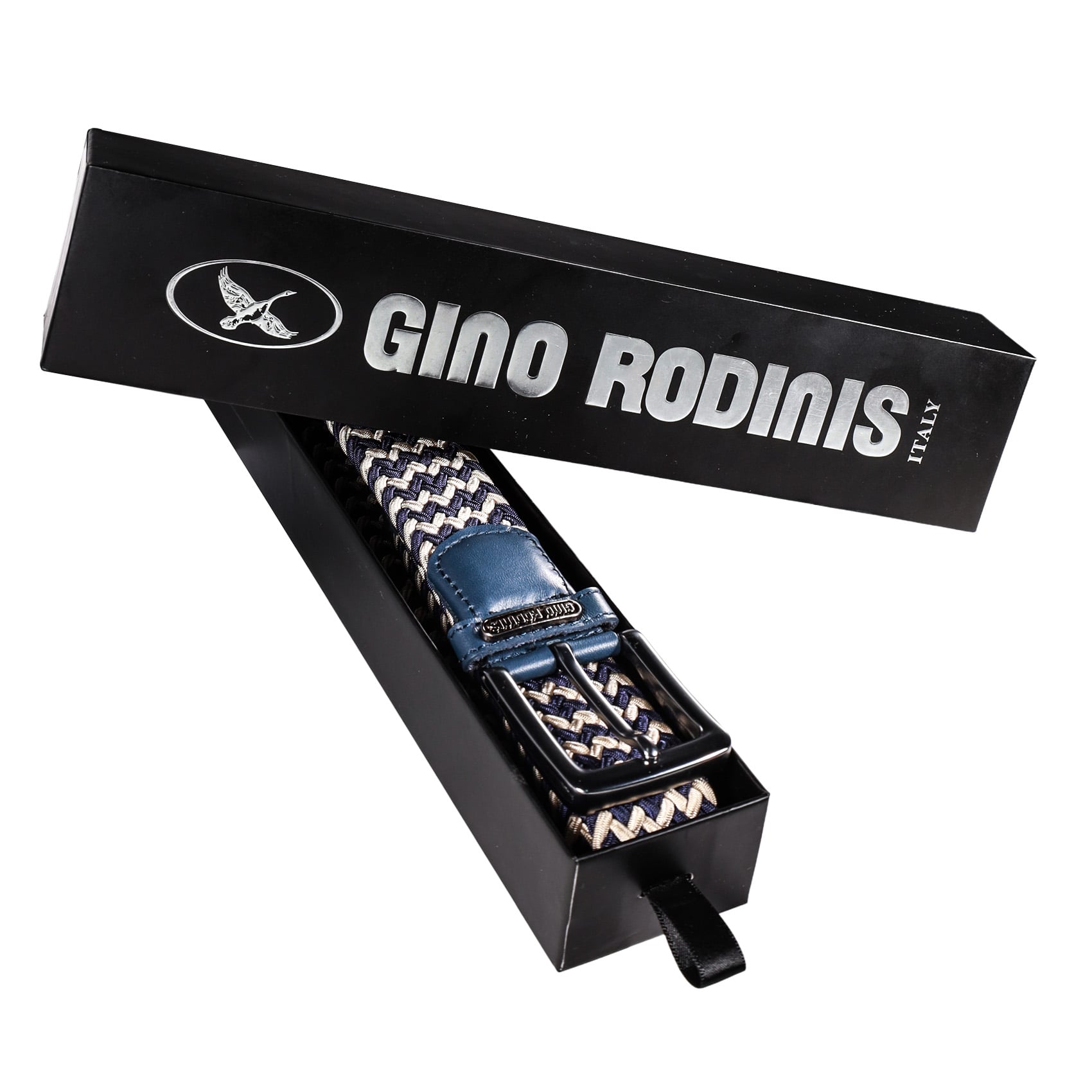 CINTURÓN ELASTICADO HOMBRE GINO RODINIS 2520 TALLA S-M AZUL/BEIGE - 4
