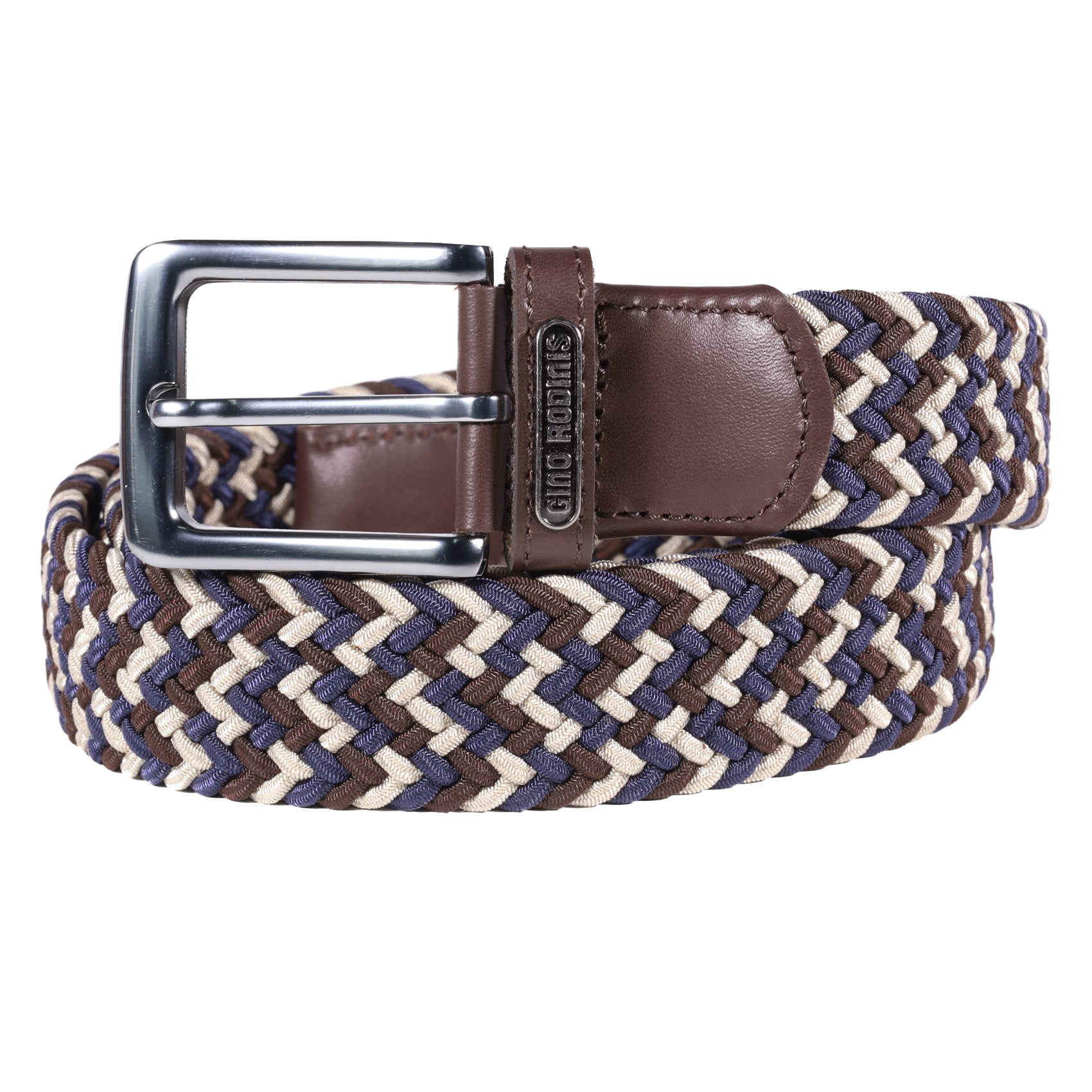 CINTURÓN ELASTICADO HOMBRE GINO RODINIS 2519 TALLA L-XL MARRON/AZUL - 1