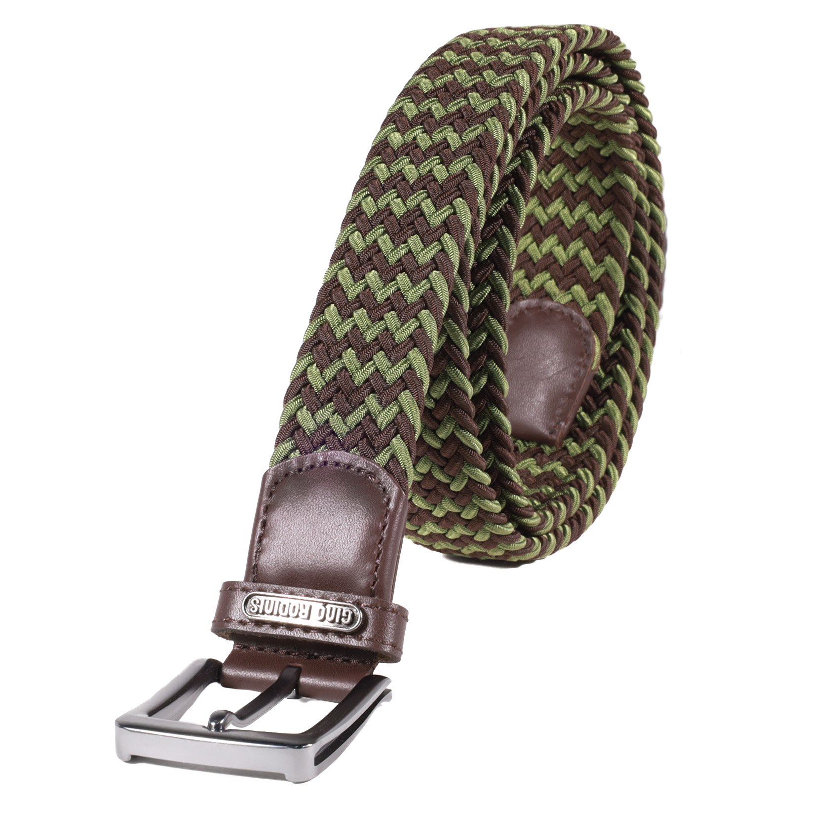 CINTURÓN ELASTICADO HOMBRE GINO RODINIS 2517 TALLA S-M VERDE/MARRON - 2
