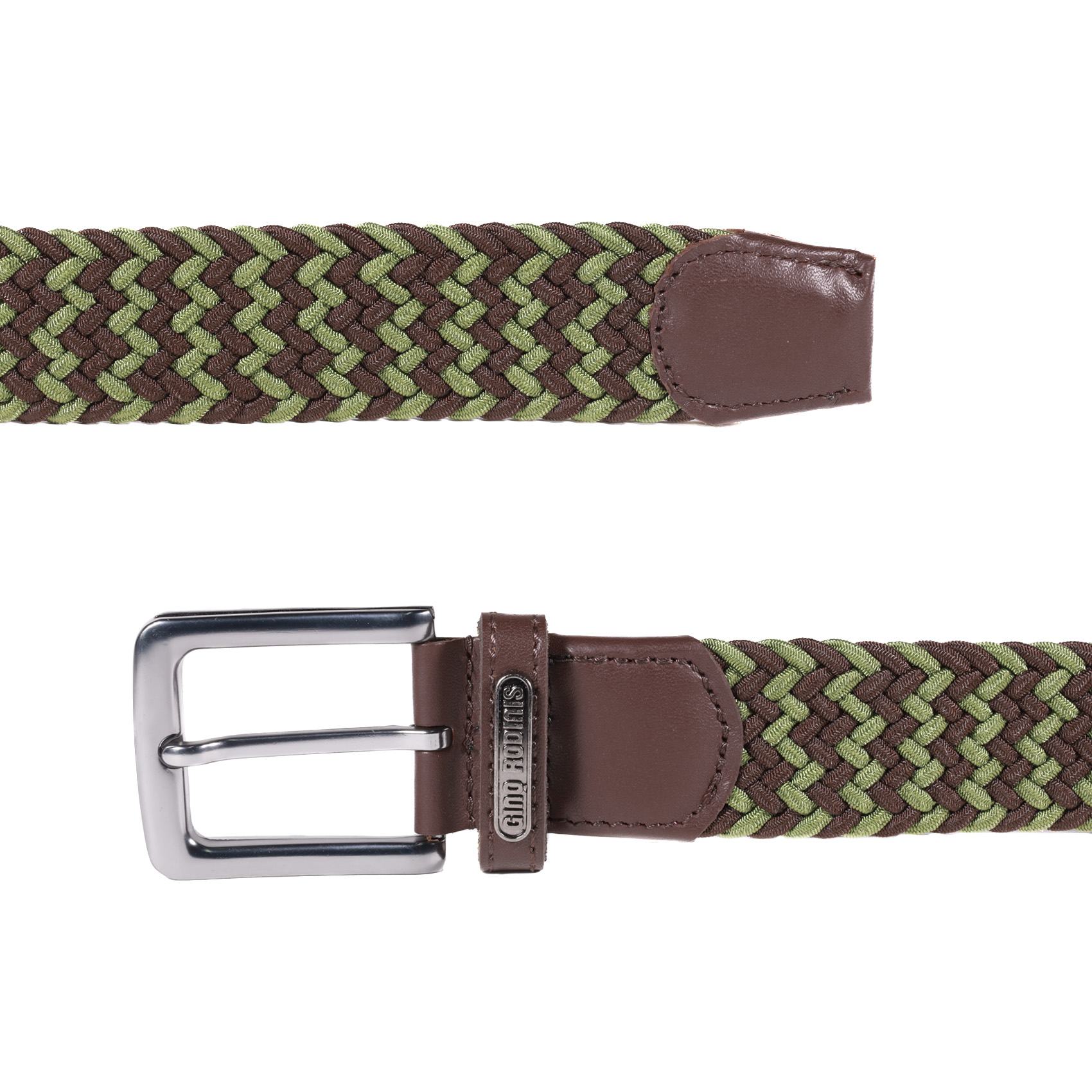 CINTURÓN ELASTICADO HOMBRE GINO RODINIS 2517 TALLA L-XL VERDE/MARRON - 4