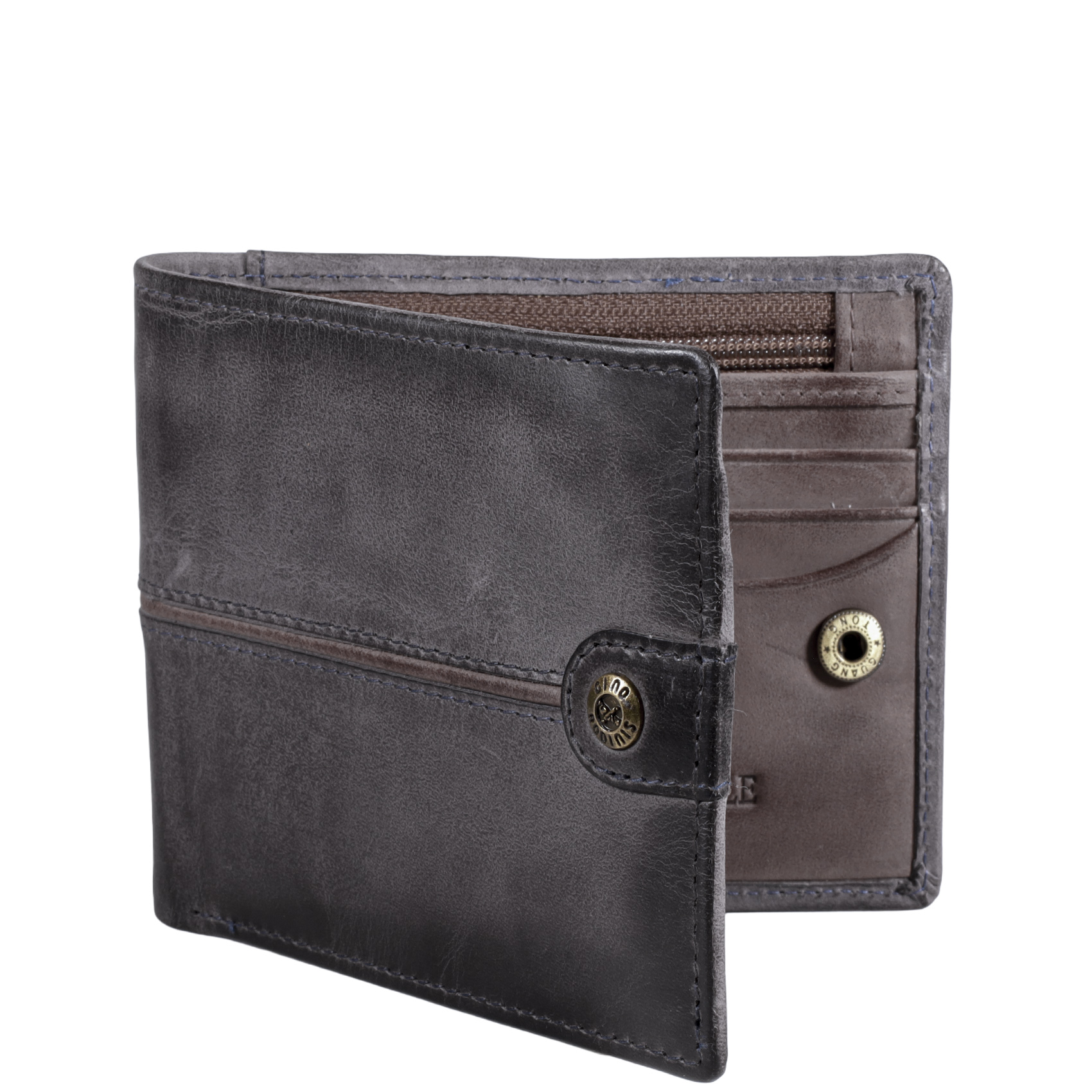 BILLETERA DE CUERO HOMBRE TEXAS 161 GRIS/MARRÓN - 2