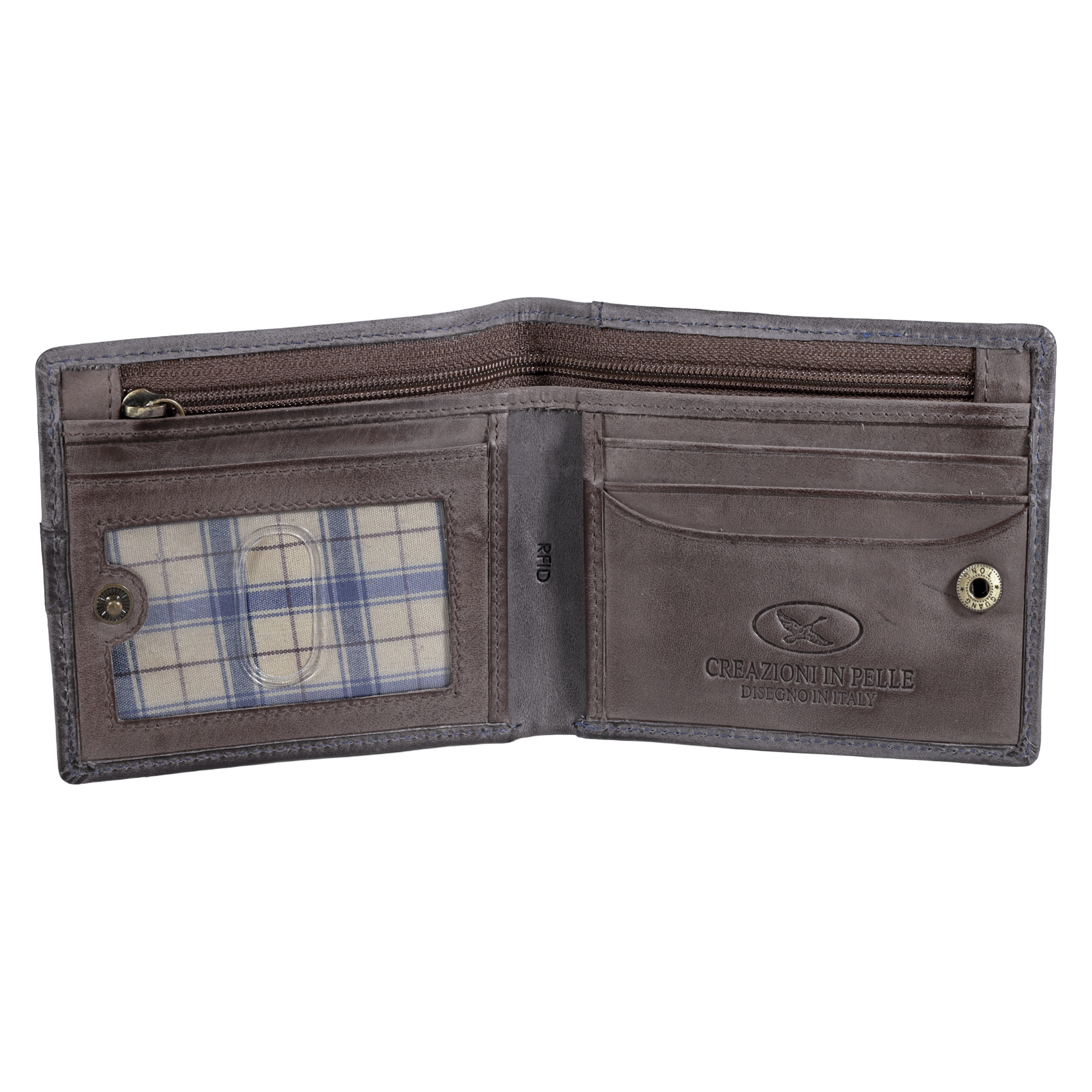 BILLETERA DE CUERO HOMBRE TEXAS 161 GRIS/MARRÓN - 3