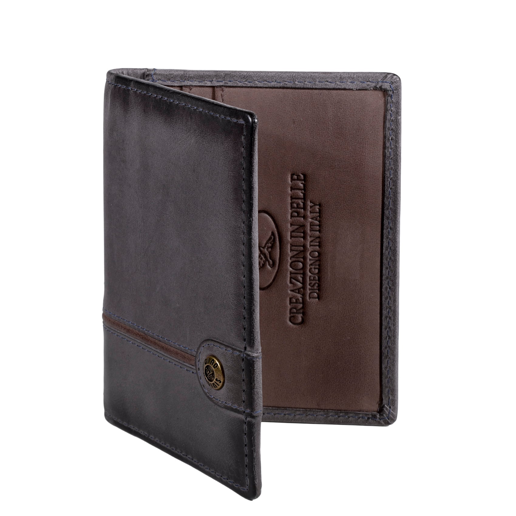 TARJETERO DE CUERO HOMBRE TEXAS 1.165 GRIS/MARRÓN - 2
