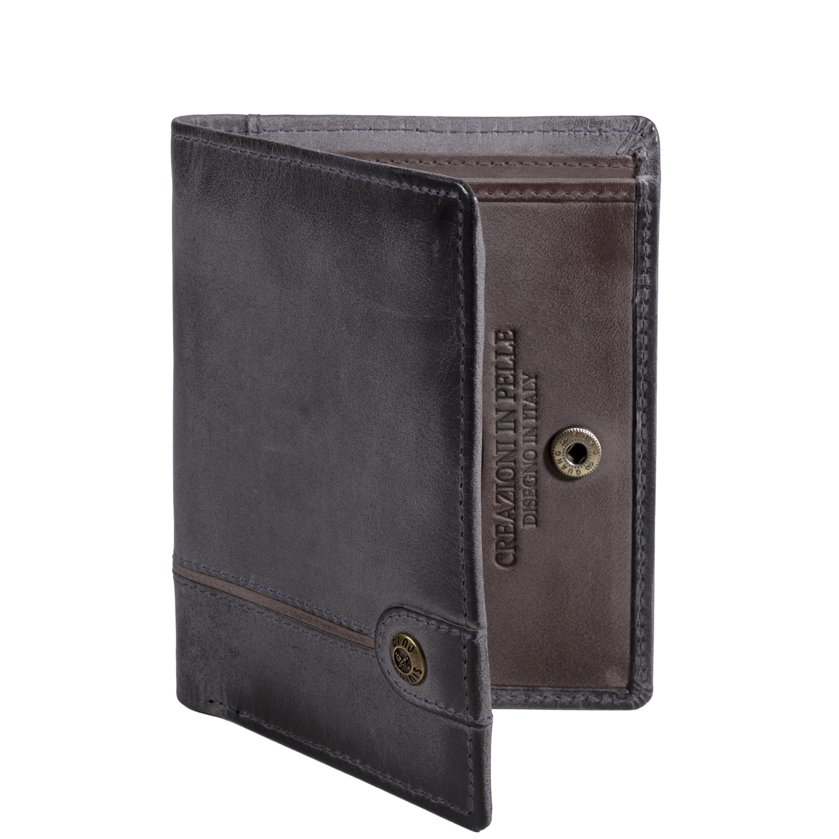 BILLETERA DE CUERO HOMBRE TEXAS 1.161 GRIS/MARRÓN - 2