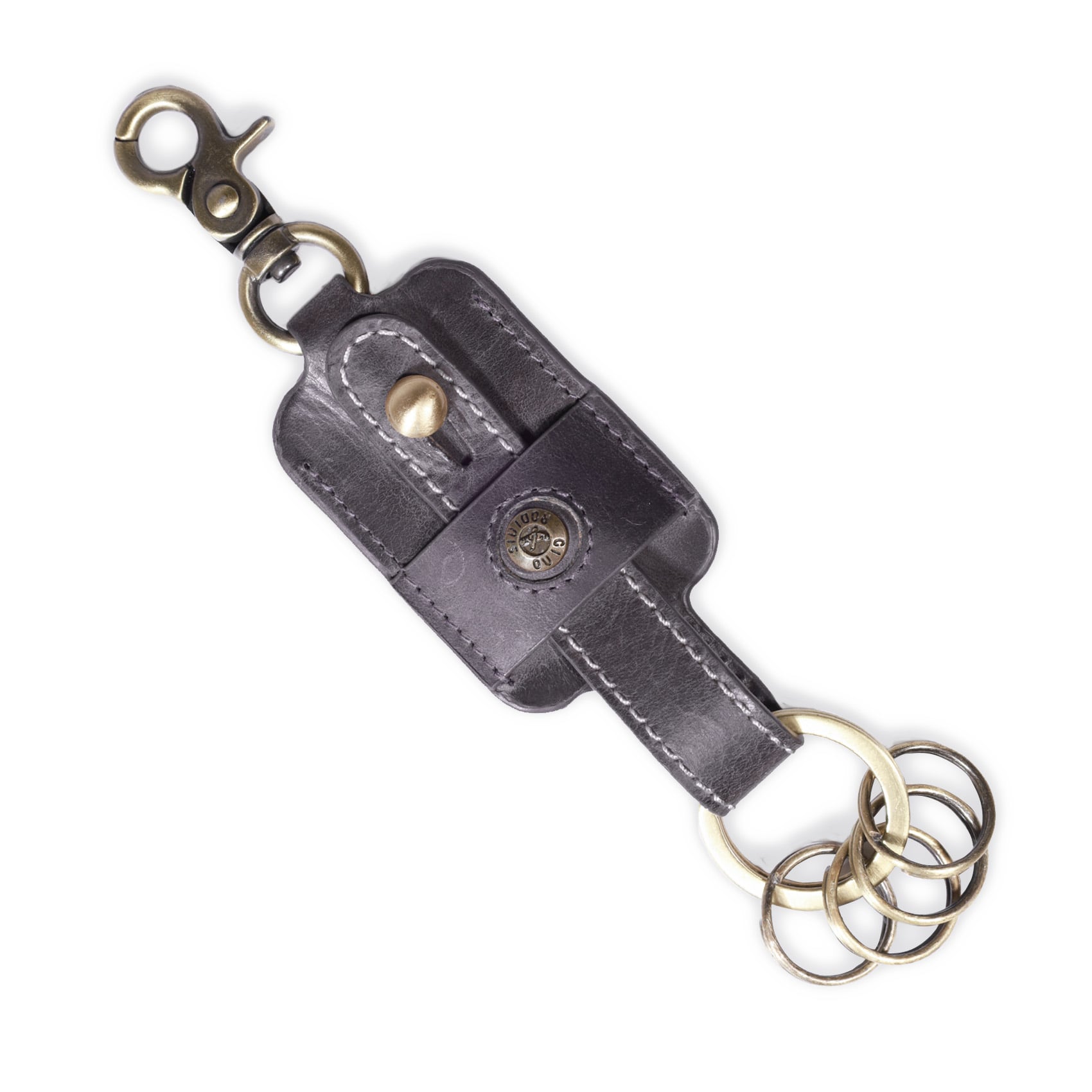 LLAVERO CUERO HOMBRE  GINO RODINIS  LL115 GRIS - 1