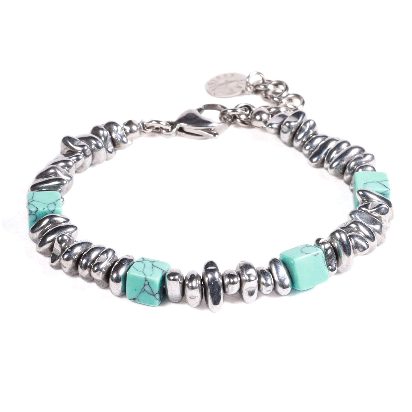 BRAZALETE UNISEX GINO RODINIS B529 | TURQUESA/PLATEADO - 1