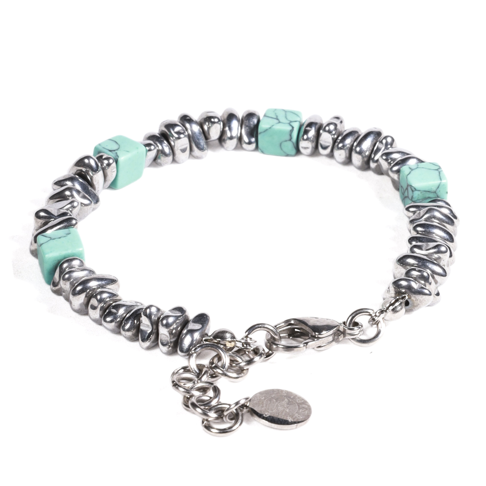 BRAZALETE UNISEX GINO RODINIS B529 | TURQUESA/PLATEADO - 2