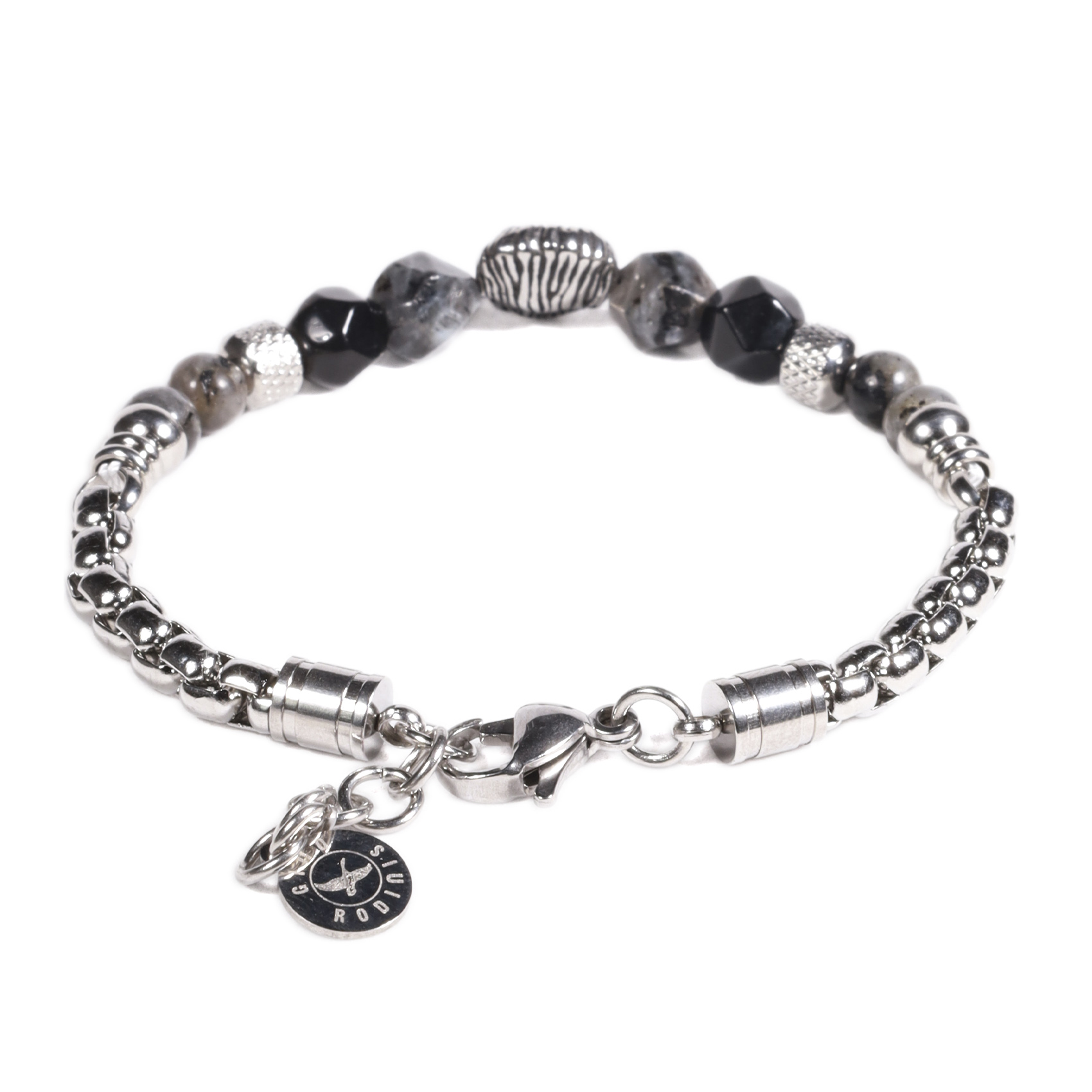 BRAZALETE UNISEX GINO RODINIS B536 | NEGRO/PLATEADO - 2