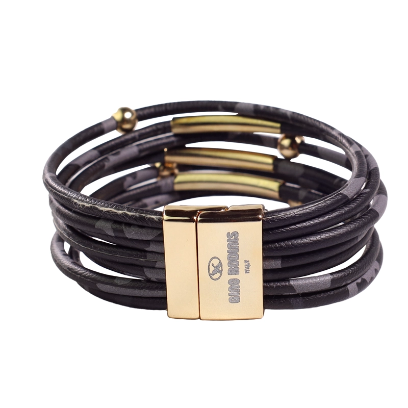 BRAZALETE GINO RODINIS B394  GRIS / NEGRO - 2