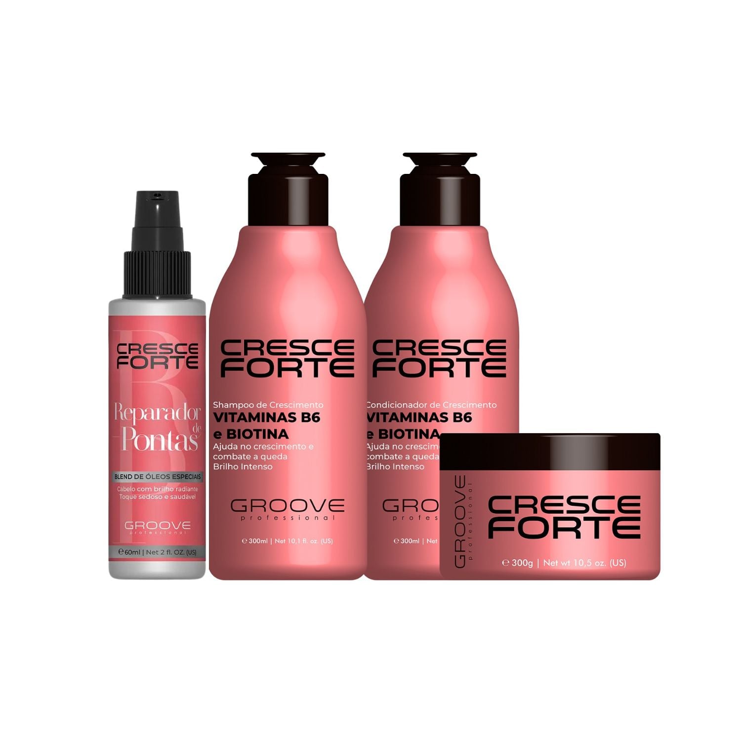 KIT CRESCE FORTE PEQUEÑO + ÓLEO REPARADOR GROOVE PROFESIONAL - 1