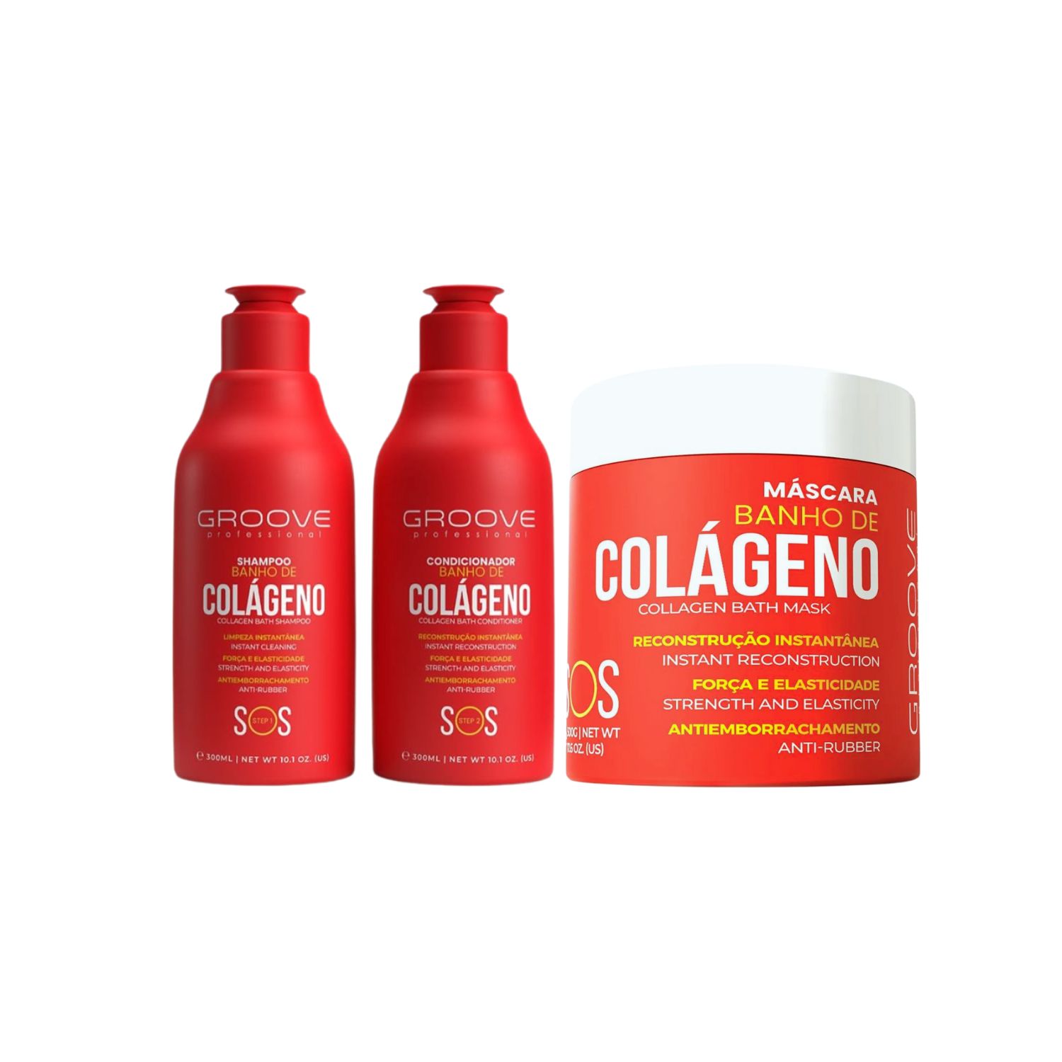 SET SHAMPOO + ACONDICIONADOR + MÁSCARA BAÑO DE COLÁGENO GROOVE PROFESSIONAL - 1