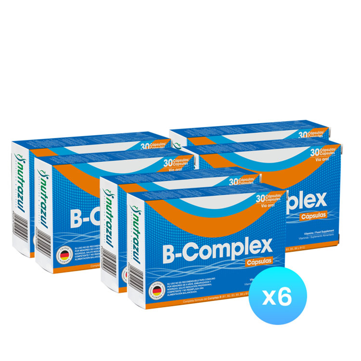 PACK 6 SUPLEMENTO ALIMENTICIO NUTRAZUL COMPLEJO B CAPSULAS BLANDAS - 1