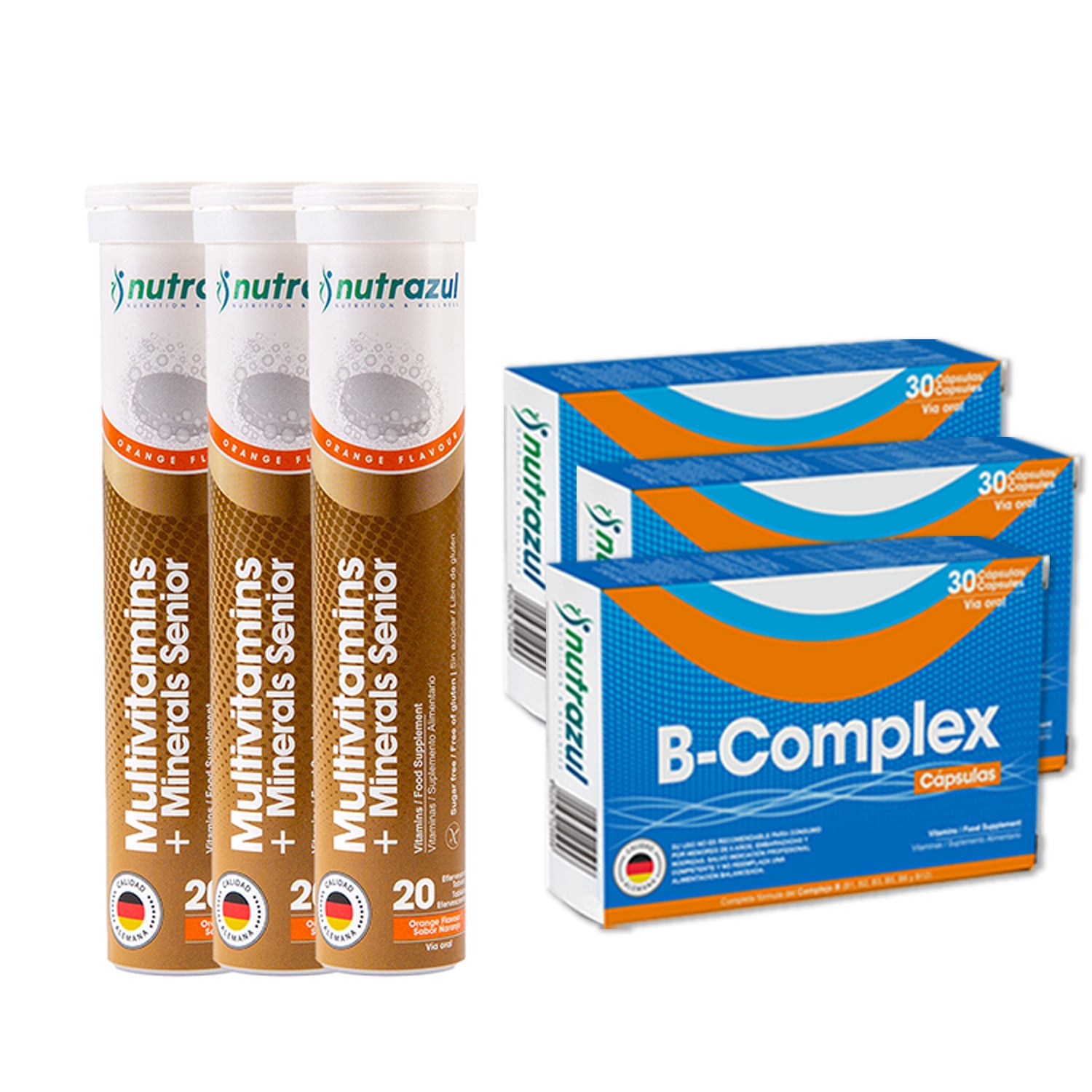 PACK SUPLEMENTOS NUTRAZUL 3 COMPLEJO B TABLETAS + 3 MULTIVITAMINICOS SENIOR - 1