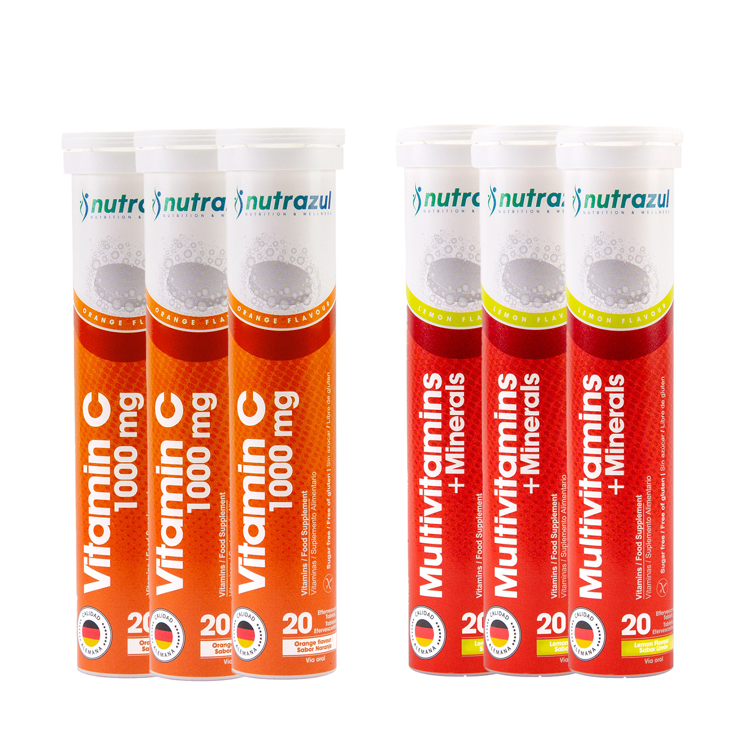 3 VITAMINA C 1000 MG + 3 MULTIVITAMINICOS MAS MINERALES NUTRAZUL -PACK 6UNIDADES - 1