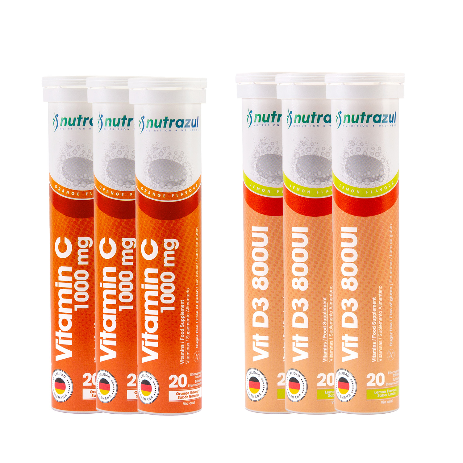 3 VITAMINA C 1000 MG + 3 VITAMINA D3 800 UI NUTRAZUL -PACK 6 UNIDADES. - 1