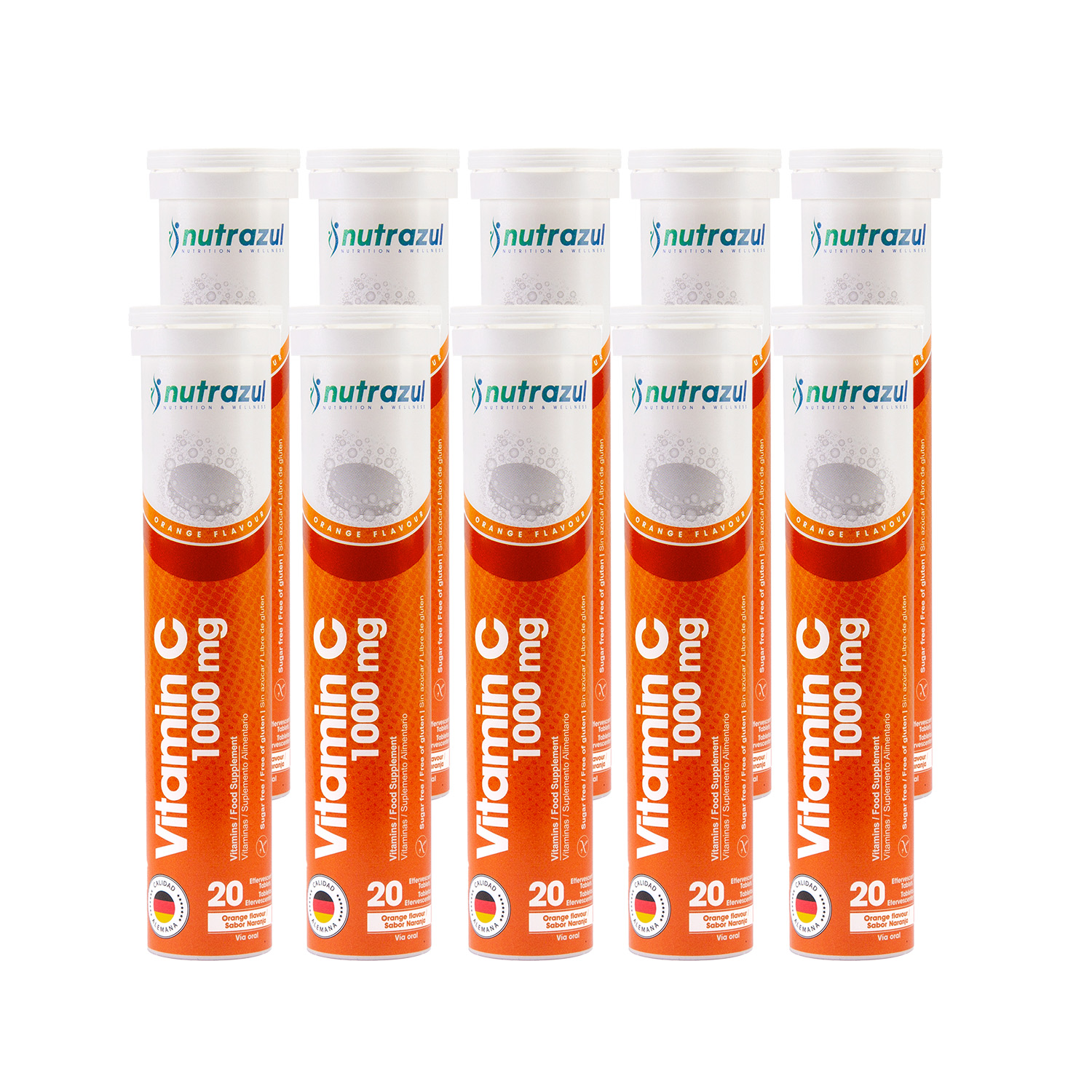 VITAMINA C 1000 MG NUTRAZUL SABOR NARANJA -PACK 10 UNIDADES. - 1