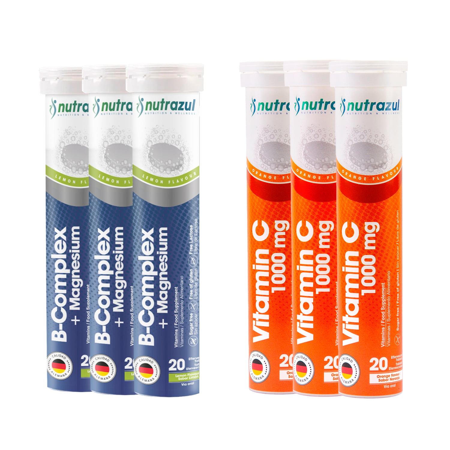 B -COMPLEX + MAGNESIO (3) + VITAMINA C 1000 MG (3) NUTRAZUL  - PACK 6 UNIDADES. - 1