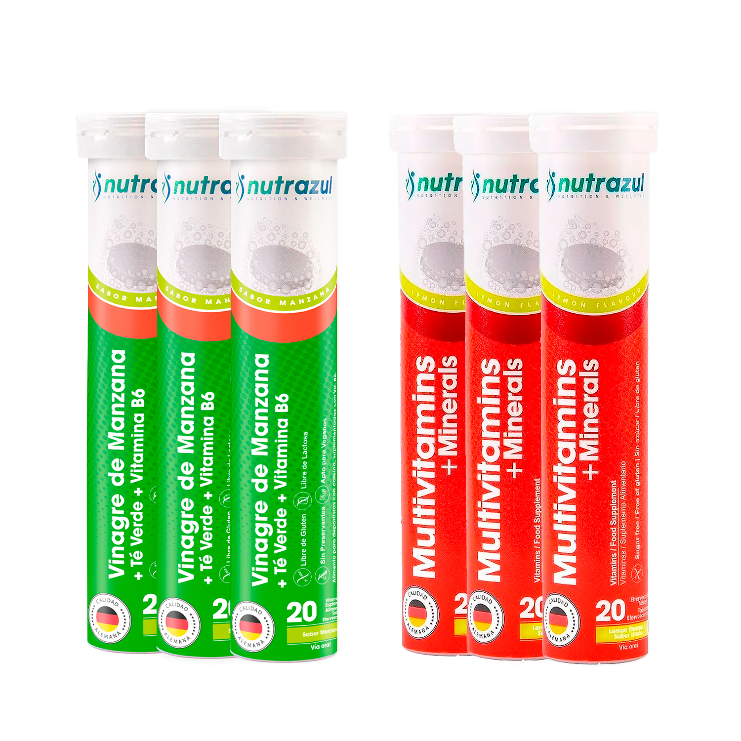 3 VINAGRE DE MANZANA + 3 MULTIVITAMINICOS NUTRAZUL -PACK 6 UNIDADES - 1