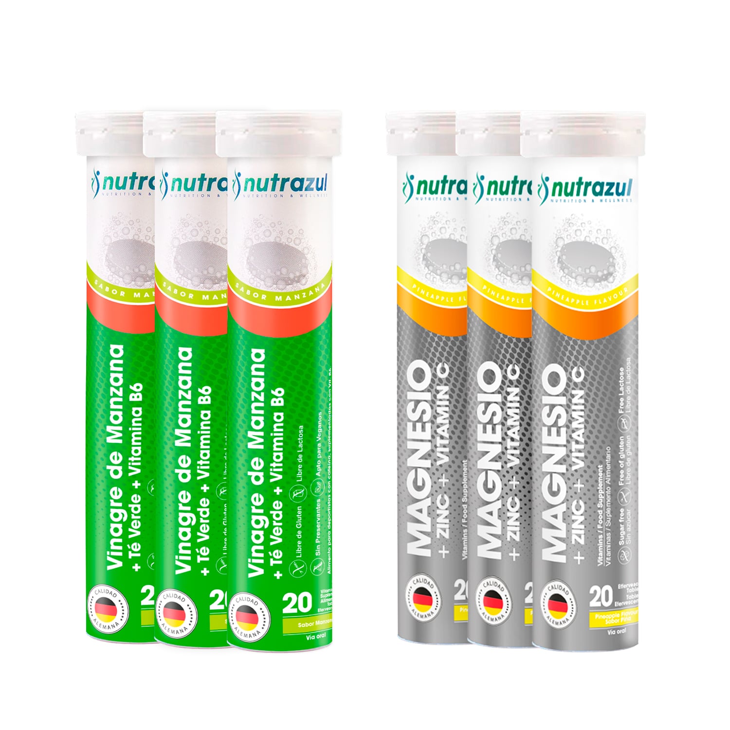 3 VINAGRE DE MANZANA + 3 MAGNESIO - ZINC NUTRAZUL -PACK 6 UNIDADES - 1
