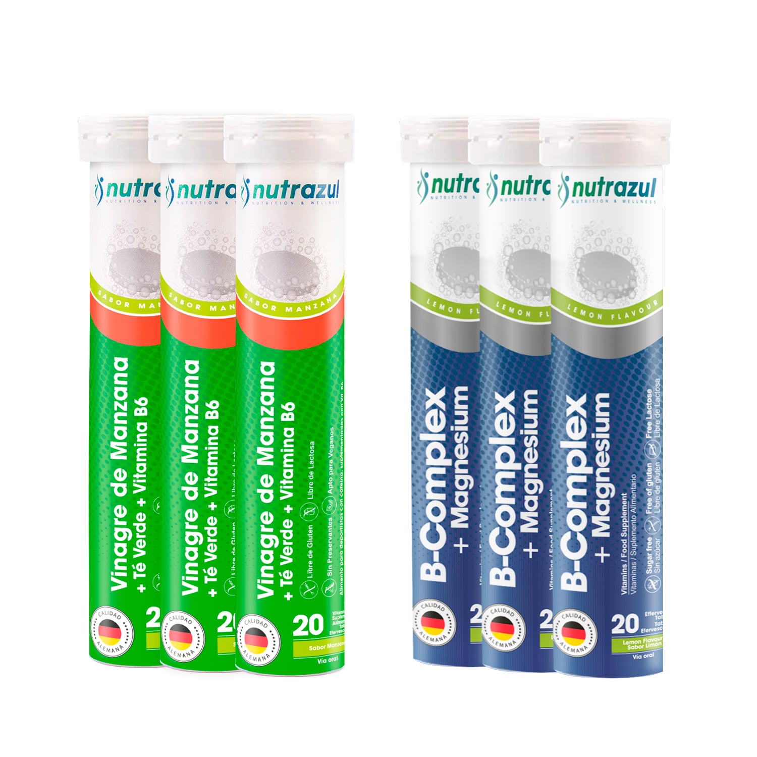 3 VINAGRE DE MANZANA + 3 B-COMPLEX - MAGENESIO- NUTRAZUL -PACK 6 UNIDADES - 1