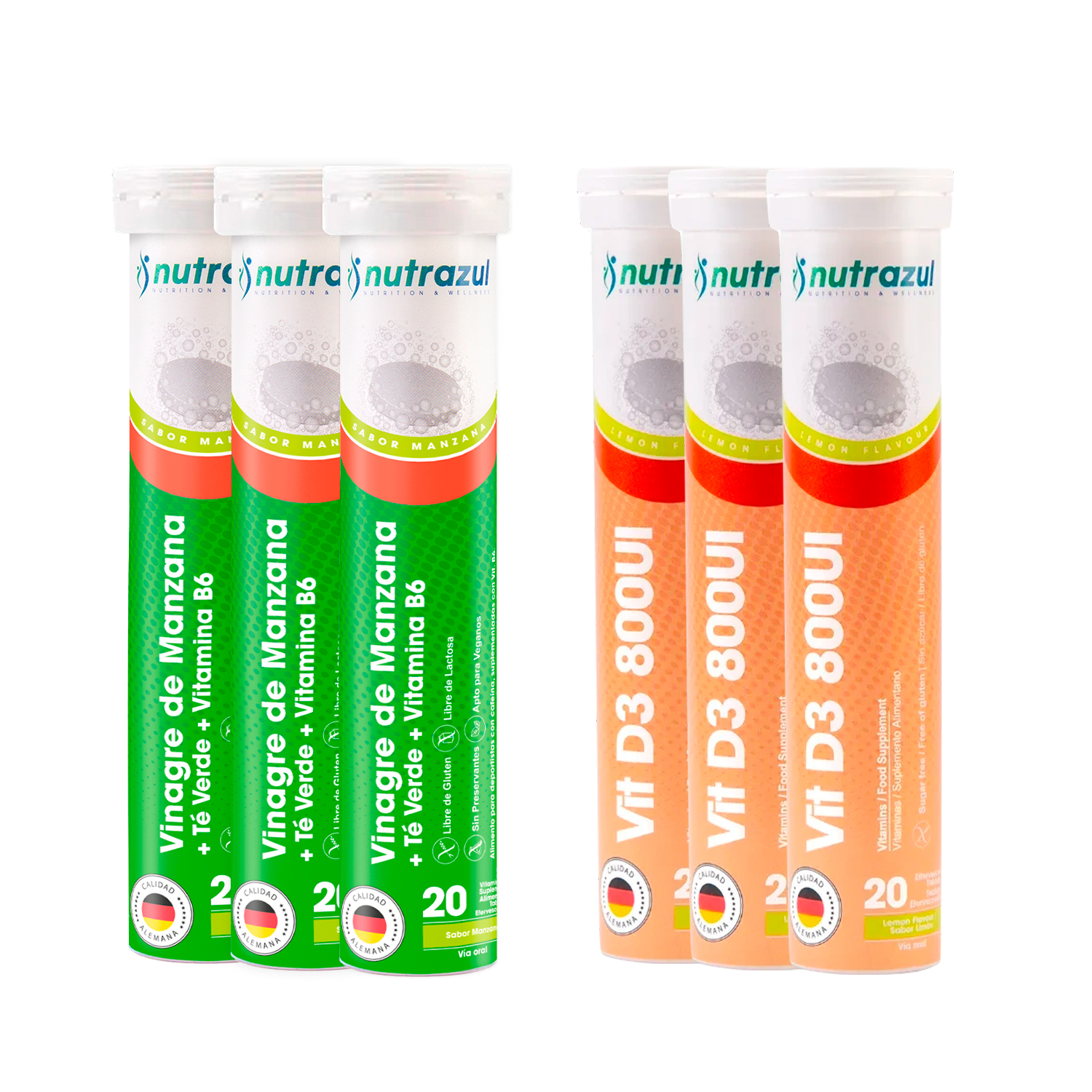 3 VINAGRE DE MANZANA + 3 VITAMINA D3 NUTRAZUL -PACK 6 UNIDADES - 1