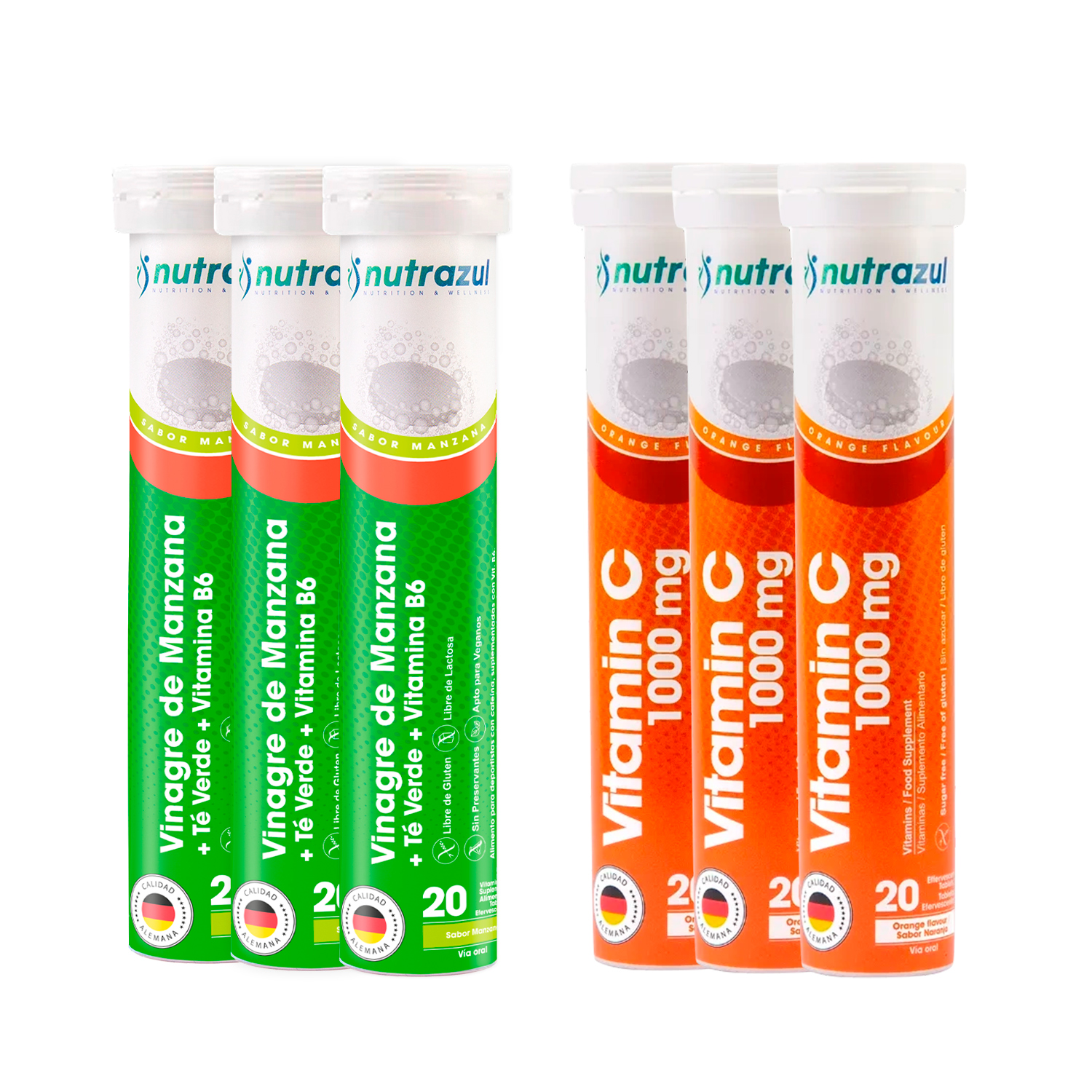 3 VINAGRE DE MANZANA + 3 VITAMINA C 1000 MG NUTRAZUL -PACK 6 UNIDADES - 1