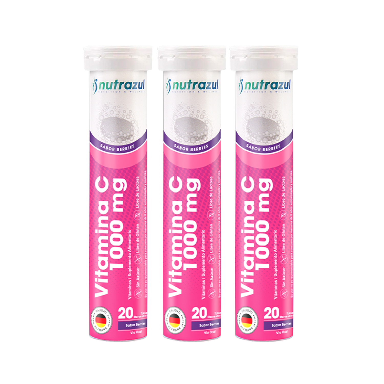 VITAMINA C 1000 MG -PACK 3 UNIDADES -BERRIES. - 1