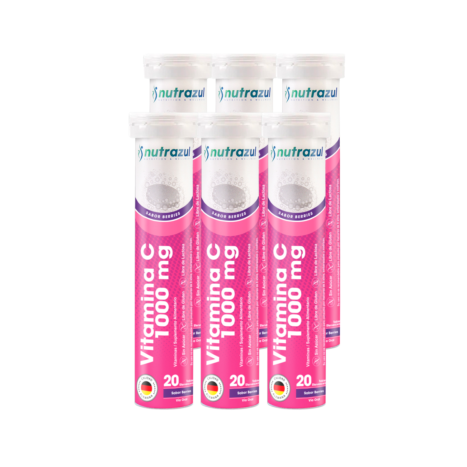VITAMINA C 1000 MG -PACK 6 UNIDADES -BERRIES. - 1