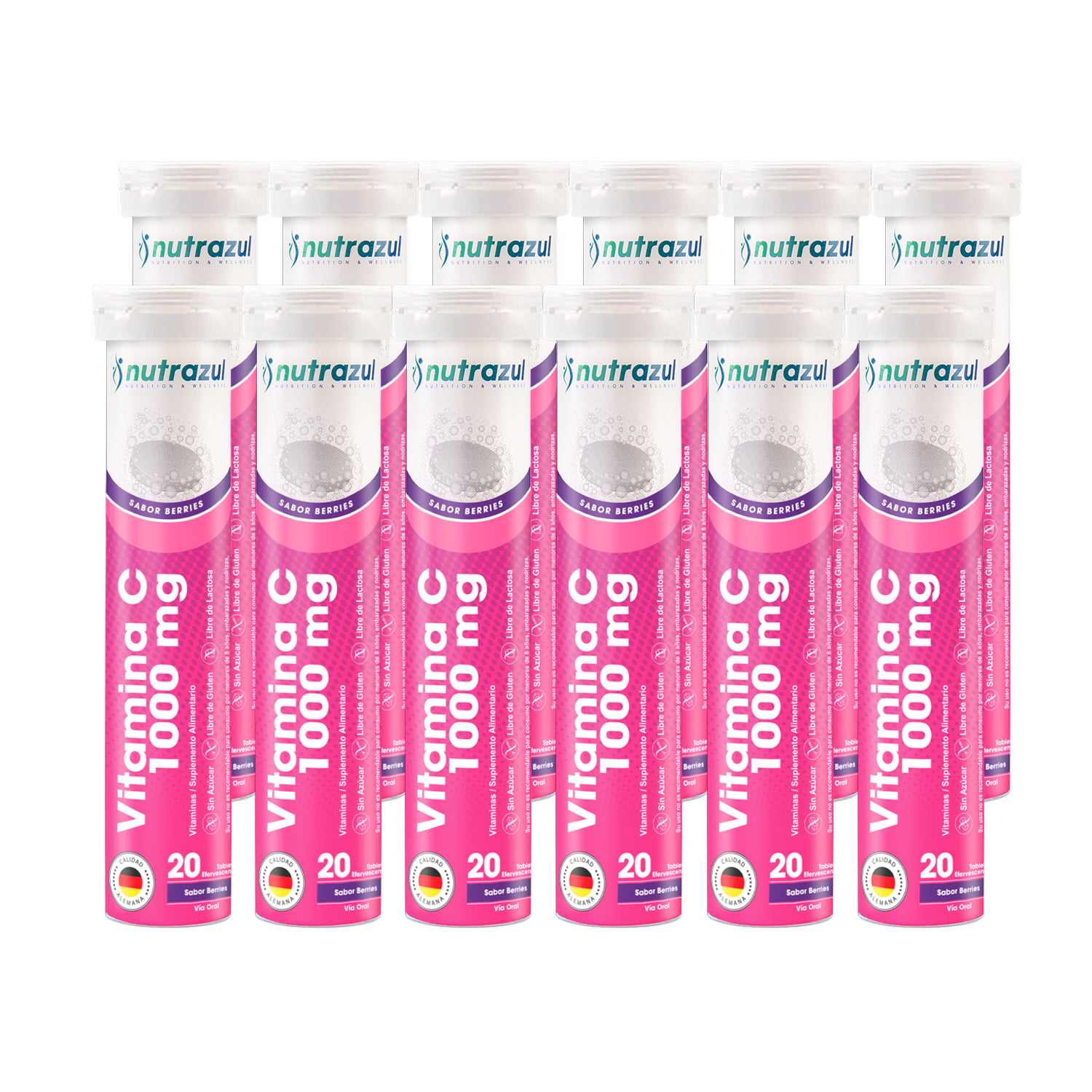 VITAMINA C 1000 MG -PACK 12 UNIDADES - BERRIES. - 1